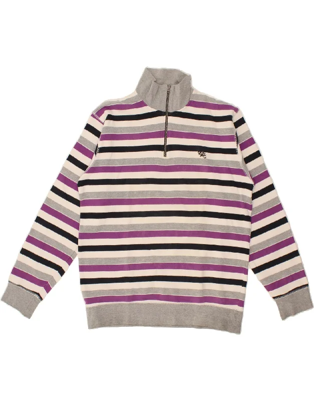 WAMPUM Womens Zip Neck Jumper Sweater UK 20 2XL Purple Striped Faux Fur Fabric Real Fur Fabric Shearling Fabric WAMPUM Womens Zip Neck Jumper Sweater UK 20 2XL Purple Striped Faux Fur Fabric Real Fur Fabric Shearling Fabric