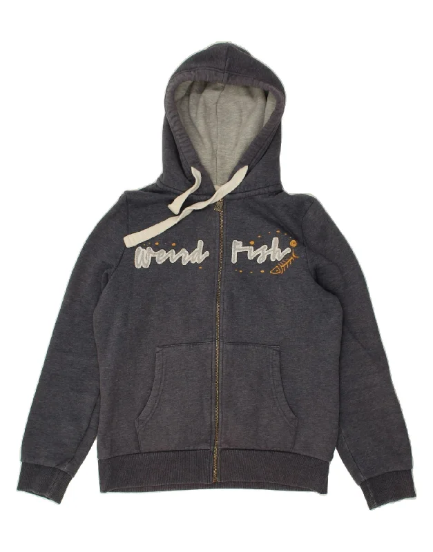 WEIRD FISH Womens Graphic Zip Hoodie Sweater UK 12 Medium Grey Cotton Chenille Blend Fleece Blend Nylon Blend WEIRD FISH Womens Graphic Zip Hoodie Sweater UK 12 Medium Grey Cotton Chenille Blend Fleece Blend Nylon Blend