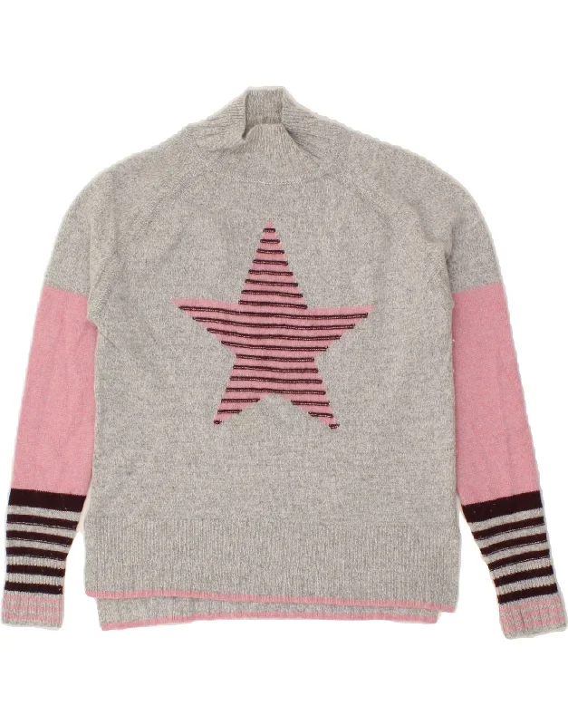 WHITE STUFF Womens Graphic Turtle Neck Jumper Sweater UK 6 XS Grey Chenille Brocade Lace WHITE STUFF Womens Graphic Turtle Neck Jumper Sweater UK 6 XS Grey Chenille Brocade Lace