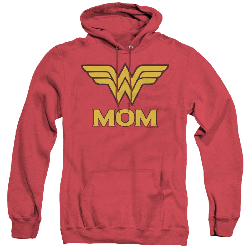 Wonder Woman Wonder Mom - Heather Pullover Hoodie Bishop Sleeve Elegant