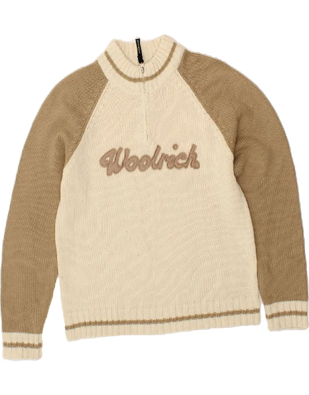 WOOLRICH Womens Graphic Zip Neck Jumper Sweater UK 16 Large Beige Faux Fur Fabric Real Fur Fabric Shearling Fabric WOOLRICH Womens Graphic Zip Neck Jumper Sweater UK 16 Large Beige Faux Fur Fabric Real Fur Fabric Shearling Fabric