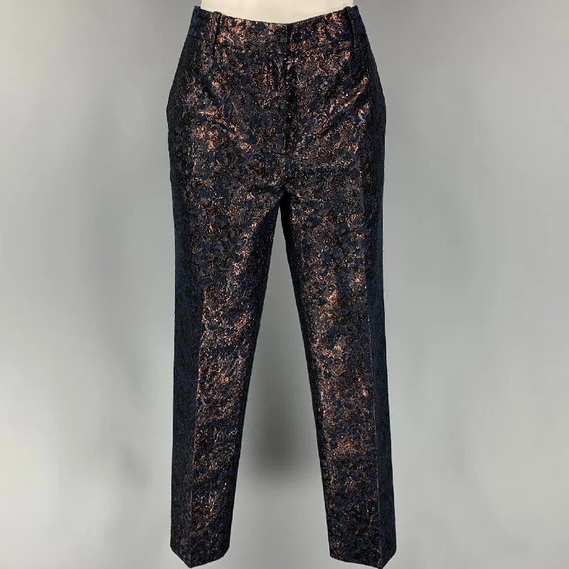 3.1 PHILLIP LIM Size 2 Navy & Copper Polyester / Cotton Metallic Dress Pants Trousers Versatile Stylish 3.1 PHILLIP LIM Size 2 Navy & Copper Polyester / Cotton Metallic Dress Pants Trousers Versatile Stylish