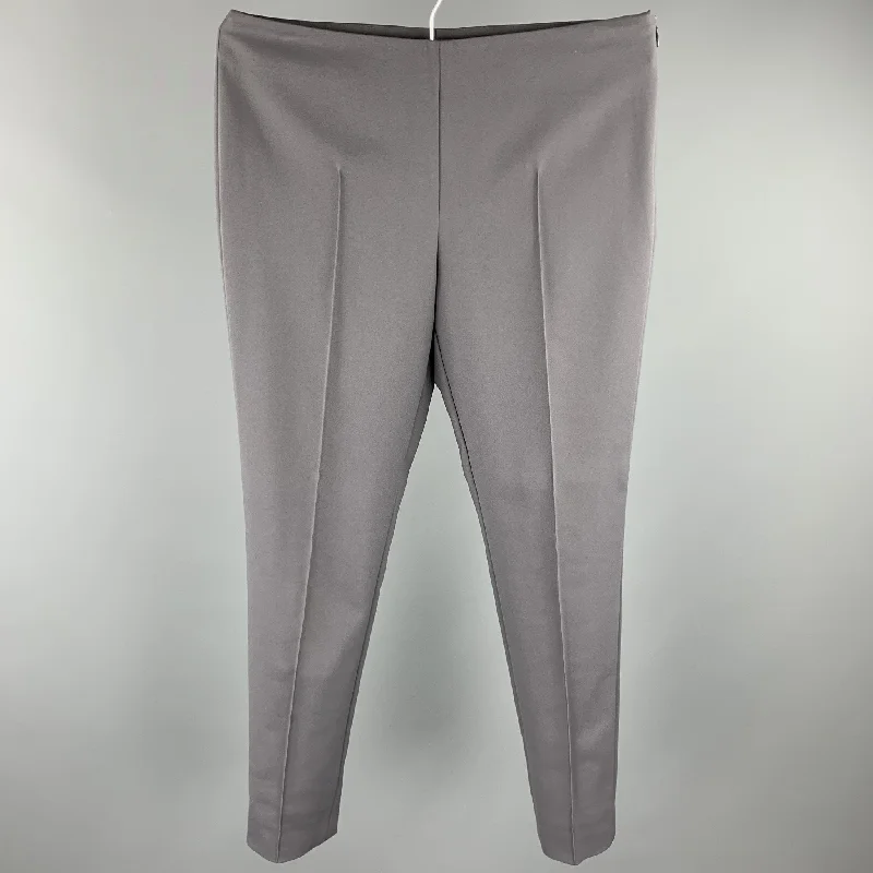 AKRIS Size 6 Grey Cotton Blend Side Zipper Dress Pants Trousers stylish modern