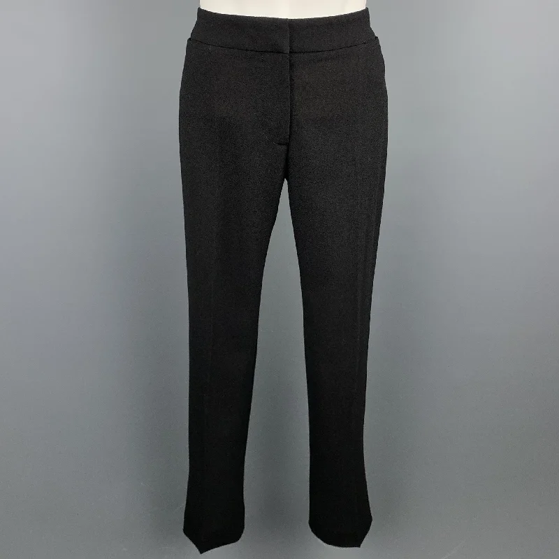 ALEXANDER MCQUEEN Size 2 Black Crepe Straight Leg Dress Pants Trousers Handmade Artisanal ALEXANDER MCQUEEN Size 2 Black Crepe Straight Leg Dress Pants Trousers Handmade Artisanal