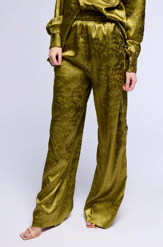 ALL MY MIGHT WIDE LEG SATIN TROUSER Trousers Striped Patterned
