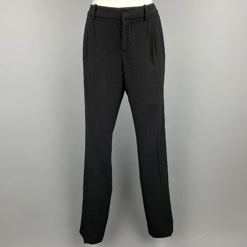 BALENCIAGA Size L Black Triacetate Blend Pleated Dress Pants Trousers Prom Sequined