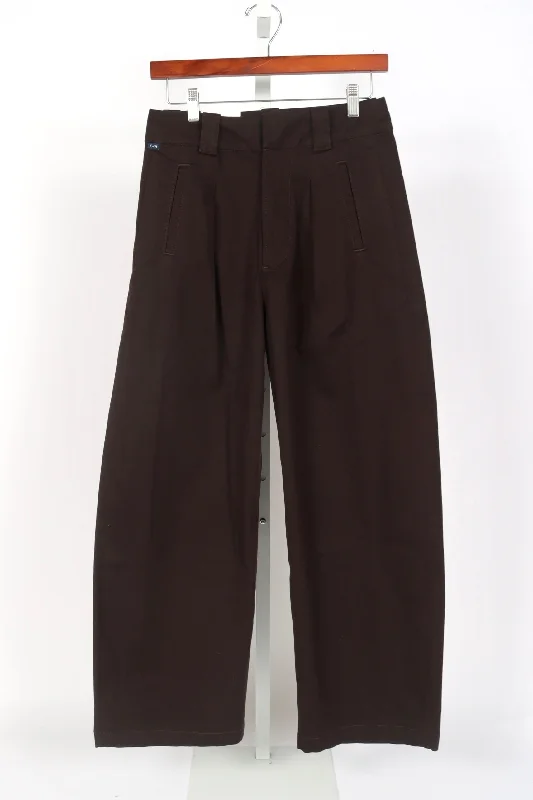 Cara Cropped Pleated Trouser - Clove Trousers Leather Faux