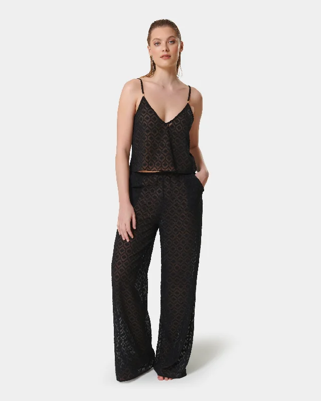 Cassat Cami & Trouser Set Black Skinny Trousers Denim Stretchy