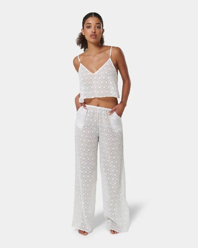 Cassat Cami & Trouser Set White Trousers Elastic Waist Soft