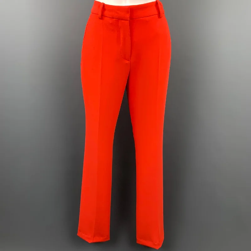 CEDRIC CHARLIER Size 4 Orange Polyester Blend Dress Pants Trousers Satin Smooth