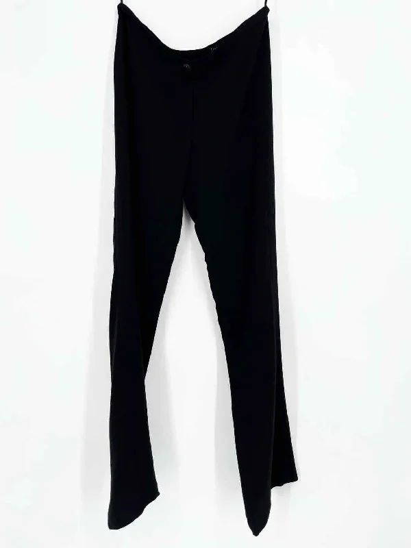 Chanel Women's Black Straight Silk Size 40/8 Trousers Trousers Fleece Cozy