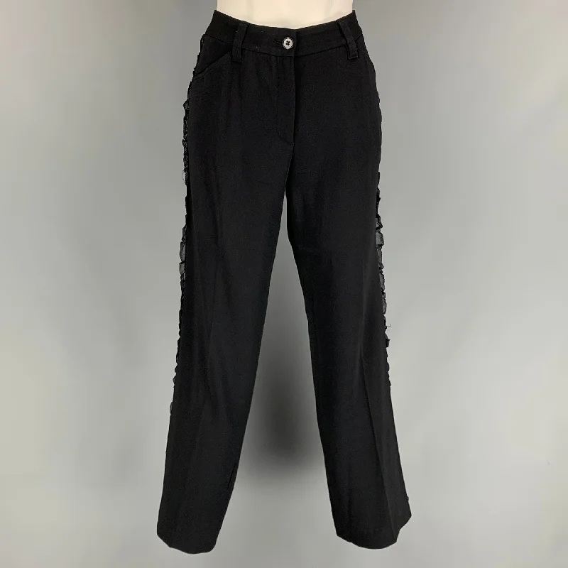 DOLCE & GABBANA Size 28 Black Mesh Ruffle Dress Pants Trousers Brand Named