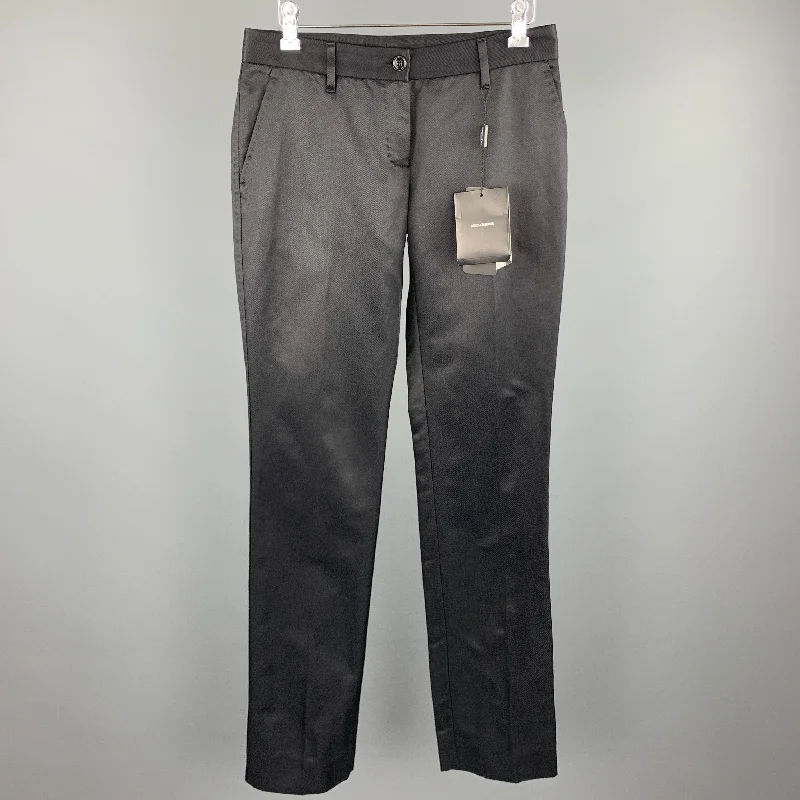 DOLCE & GABBANA Size 2 Black Cotton / Silk Dress Pants Trousers versatile all-occasion DOLCE & GABBANA Size 2 Black Cotton / Silk Dress Pants Trousers versatile all-occasion
