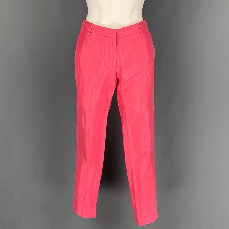 DRIES VAN NOTEN Size 4 Pink Rayon Blend Flat Front Dress Pants Trousers Yoga Stretchy