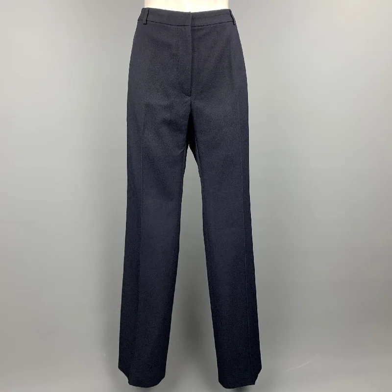 DRIES VAN NOTEN Size 10 Navy Wool Blend Solid Straight Dress Pants Trousers Wedding White DRIES VAN NOTEN Size 10 Navy Wool Blend Solid Straight Dress Pants Trousers Wedding White
