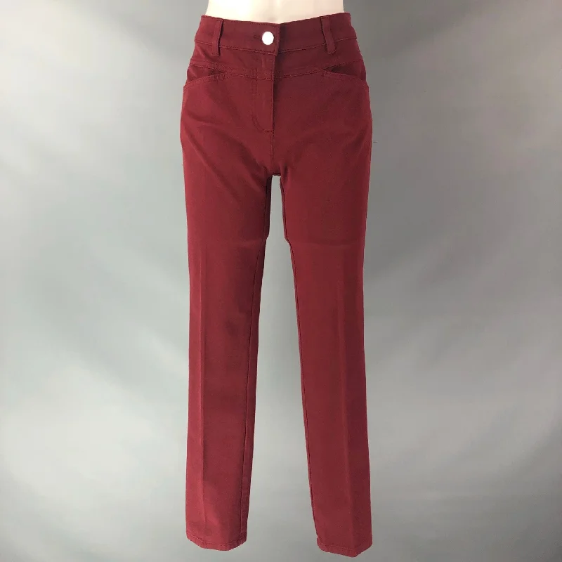 ESCADA Size 4 Burgundy Cotton & Elastane Solid Dress Pants Trousers Mesh Breathable