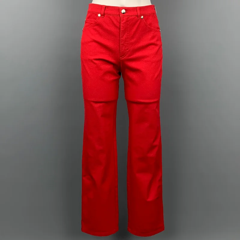 ESCADA Size 4 Red Stretch Cotton Dress Pants Trousers stylish elegant
