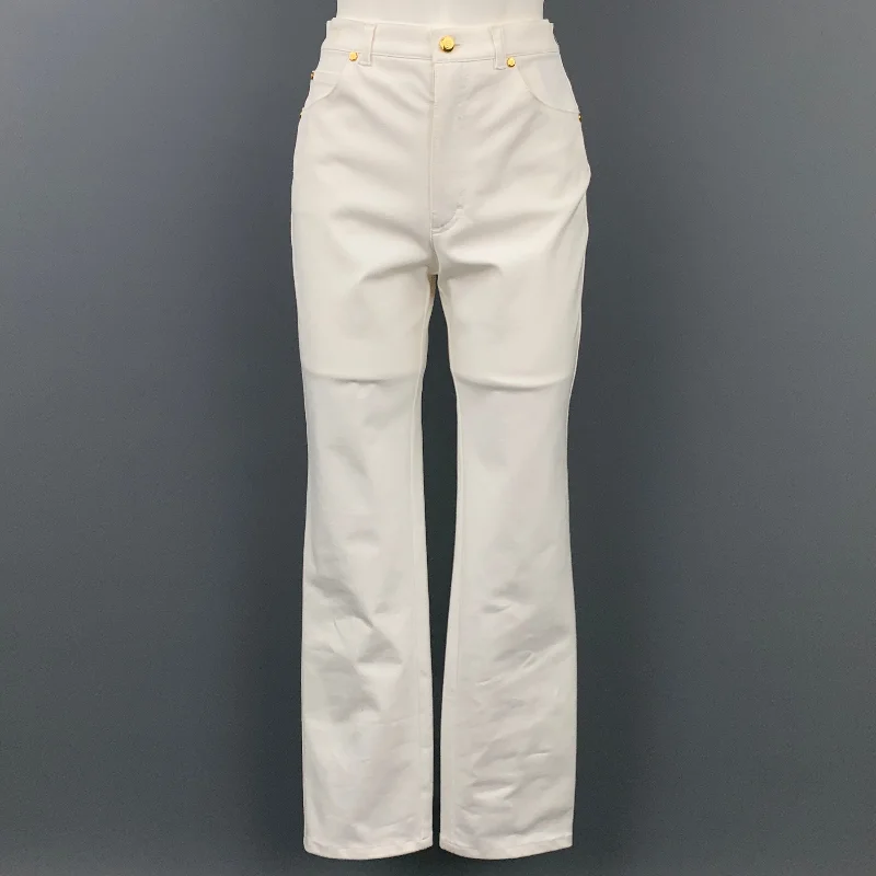 ESCADA Size 4 White Stretch Cotton Dress Pants Trousers New Arrival