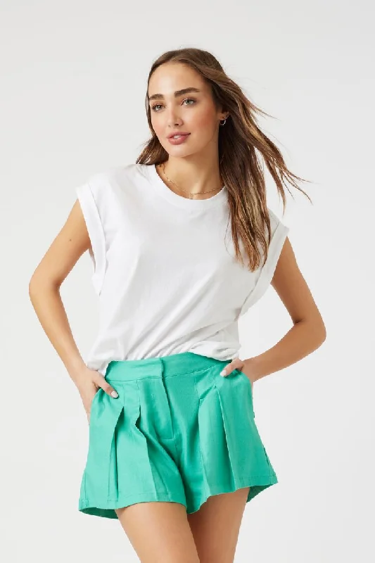 Forever 21 Women's Linen-Blend Pleated Trouser Shorts Latigo Bay Trousers cozy soft
