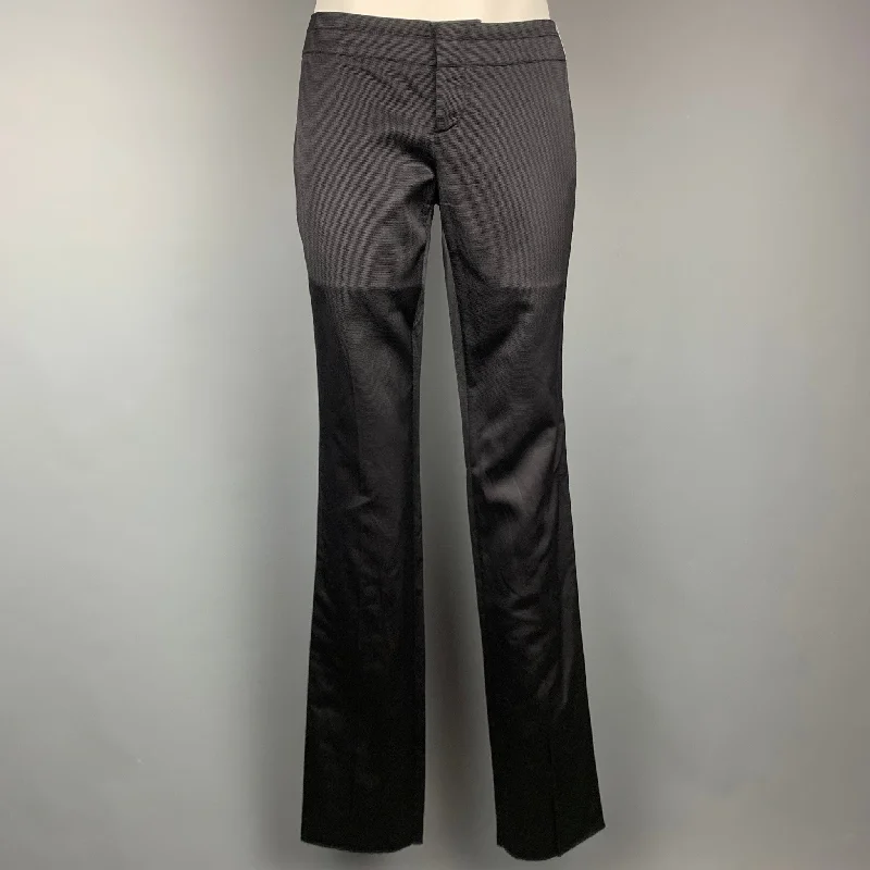 GUCCI by TOM FORD Size 2 Black Ribbed Silk / Cotton Rhinestone Horse Bit Dress Pants Trousers Leisure Comfortable GUCCI by TOM FORD Size 2 Black Ribbed Silk / Cotton Rhinestone Horse Bit Dress Pants Trousers Leisure Comfortable
