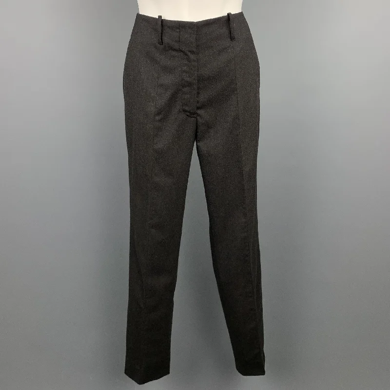 JIL SANDER Size 0 Charcoal Virgin Wool Straight Leg Dress Pants Trousers Spring Floral