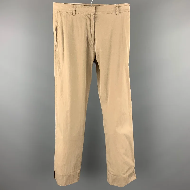 JIL SANDER Size 2 Taupe Cotton Blend Solid Straight Dress Pants Trousers Polka Dot Cute