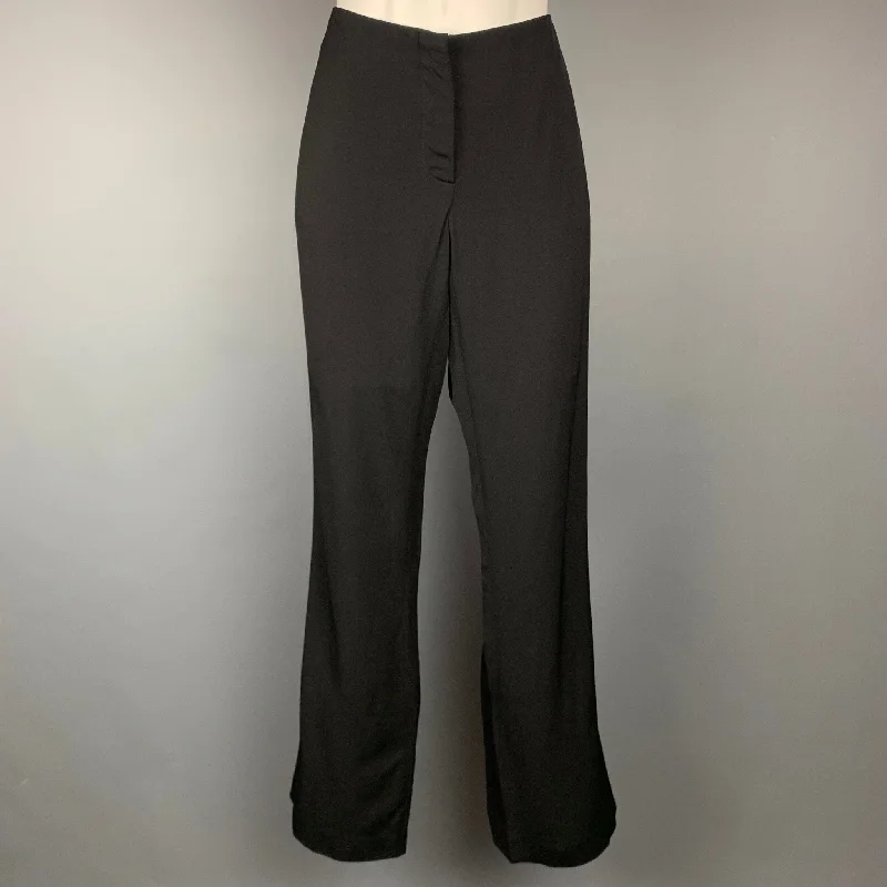 LANVIN 2007 Size 10 Black Viscose Dress Pants Trousers Designer Luxury