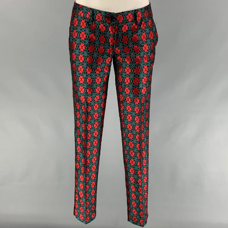 LOVE MOSCHINO Size 4 Black & Red Jacquard Polyester Dress Pants Trousers Timeless Classic LOVE MOSCHINO Size 4 Black & Red Jacquard Polyester Dress Pants Trousers Timeless Classic