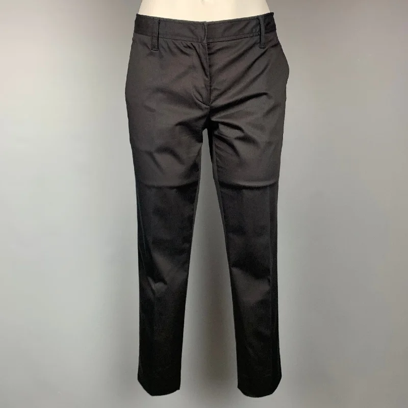 MIU MIU Size 2 Black Cotton Blend Narrow Leg Dress Pants Trousers Yoga Stretchy
