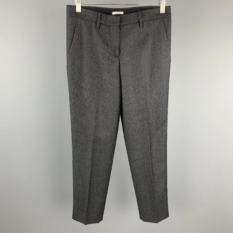 MIU MIU Size 2 Grey Houndstooth Wool Dress Pants Trousers fashionable chic