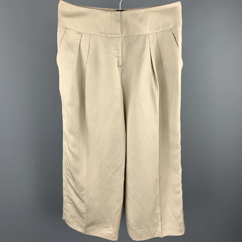 OSCAR DE LA RENTA Size 8 Beige Linen Blend Wide Leg Dress Pants Trousers Favorite Customer OSCAR DE LA RENTA Size 8 Beige Linen Blend Wide Leg Dress Pants Trousers Favorite Customer