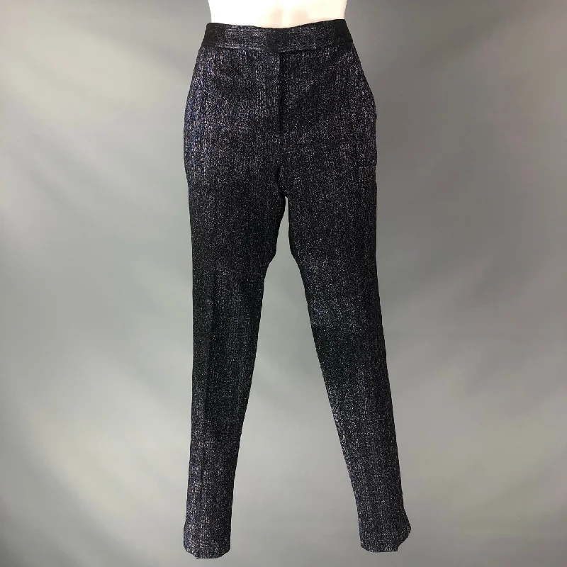 PAUL SMITH Size 4 Black Silver Polyester Dress Pants Trousers Denim Distressed
