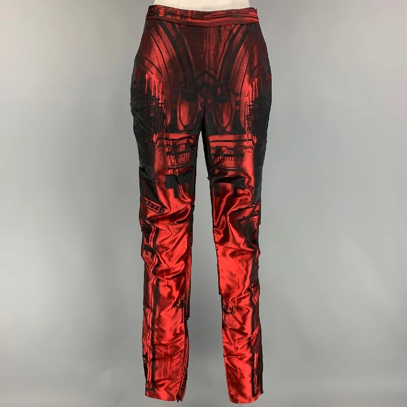 PAUL SMITH Size 4 Burgundy & Black Acetate Blend Tapestry Ruched Dress Pants Trousers Formal Black PAUL SMITH Size 4 Burgundy & Black Acetate Blend Tapestry Ruched Dress Pants Trousers Formal Black