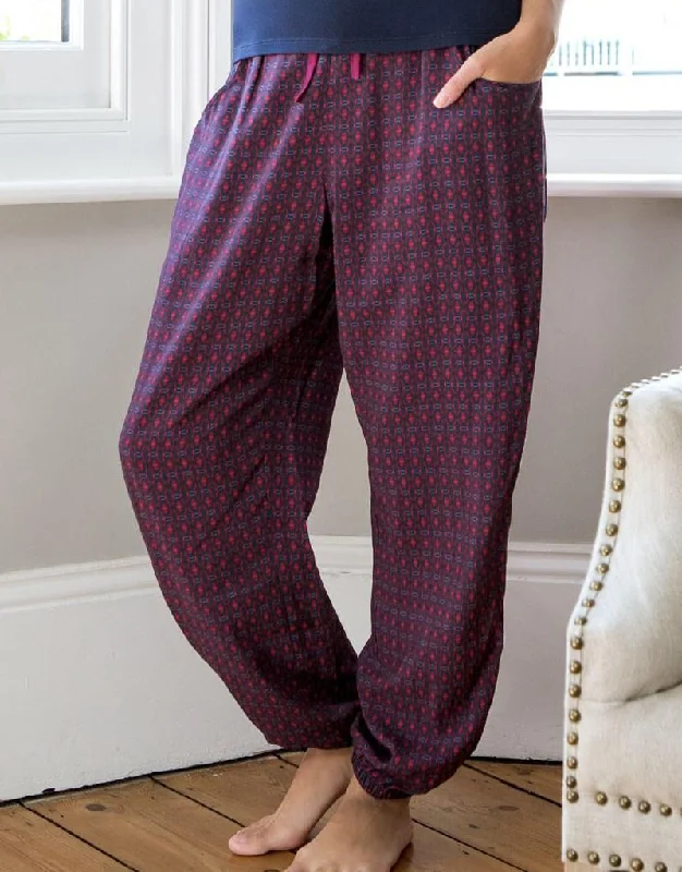 Pour Moi Kaleidoscope Cuffed Trouser Navy/Berry Trousers Timeless Classic