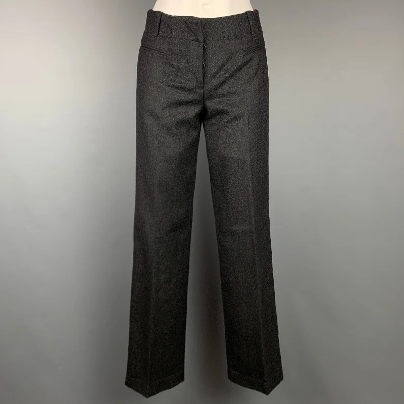 PRADA Size 2 Charcoal Heather Wool Wide Leg Dress Pants Trousers Business Professional PRADA Size 2 Charcoal Heather Wool Wide Leg Dress Pants Trousers Business Professional