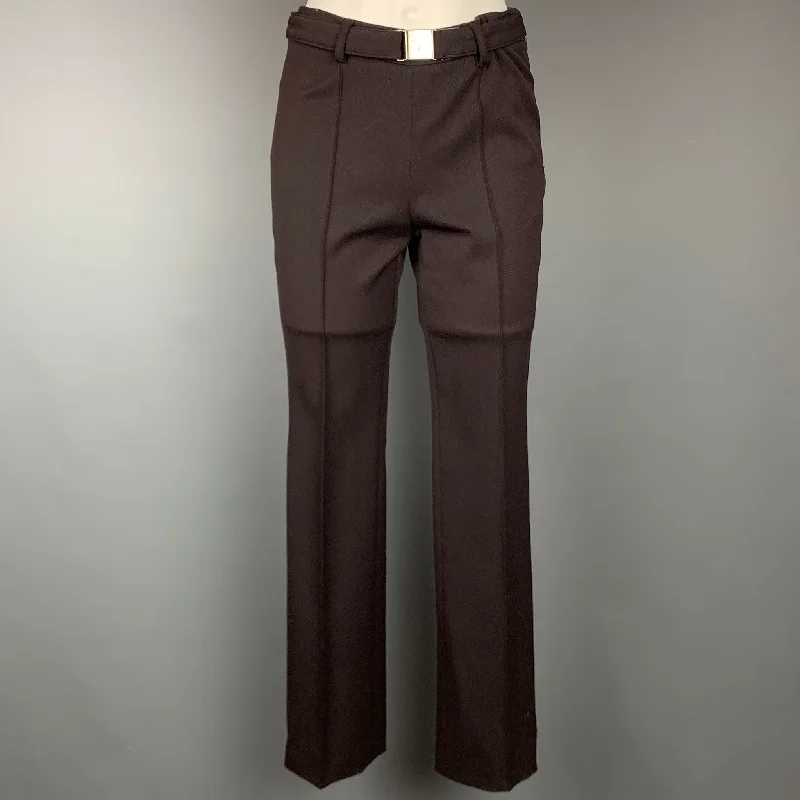 PRADA Size 4 Brown Twill Wool Blend Belted Dress Pants Trousers Hiking Durable