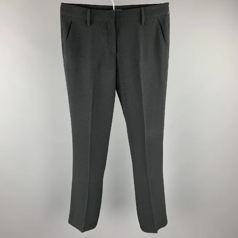 PRADA Size 6 Black Crepe Straight Leg Dress Pants Trousers fashionable trendy
