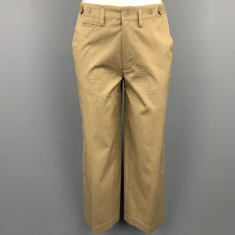 RALPH LAUREN Black Label Size 2 Khaki Cotton / Silk Wide Leg Dress Pants Trousers Review Highly RALPH LAUREN Black Label Size 2 Khaki Cotton / Silk Wide Leg Dress Pants Trousers Review Highly