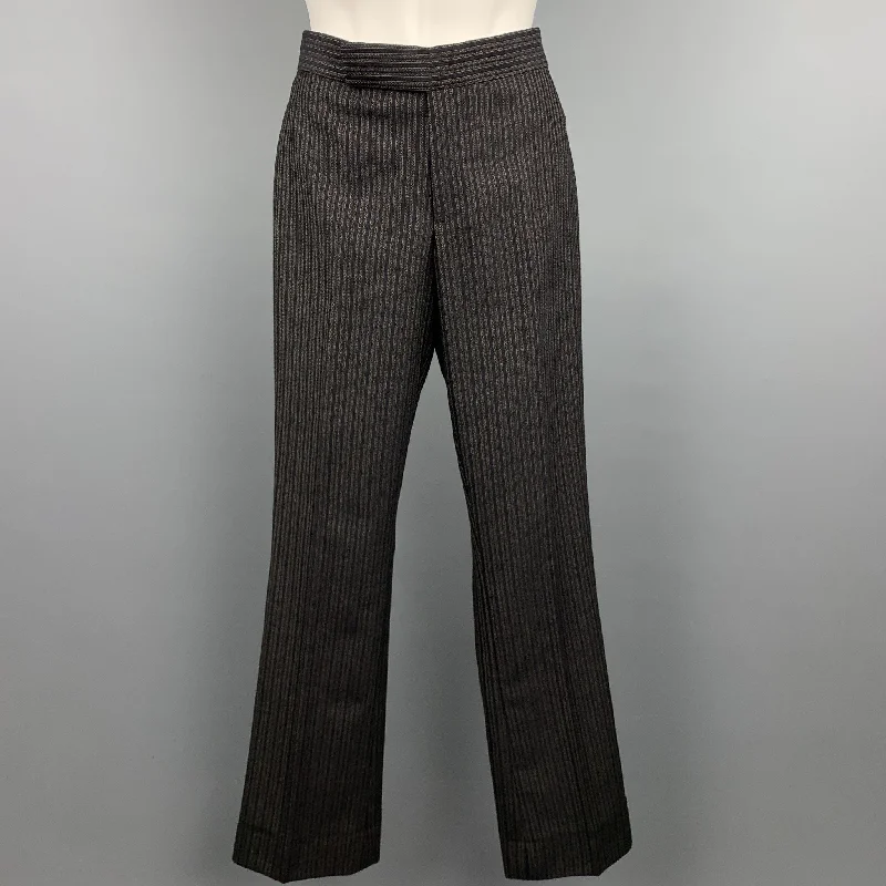 RALPH LAUREN COLLECTION Size 2 Black & Grey Striped Wool Dress Pants Trousers Top Rated RALPH LAUREN COLLECTION Size 2 Black & Grey Striped Wool Dress Pants Trousers Top Rated