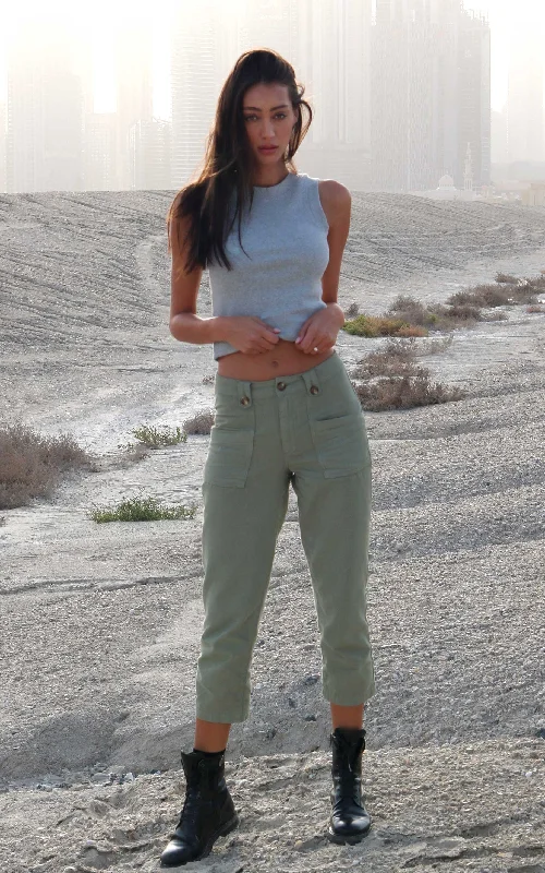 Stella High Waisted Canvas Trousers Trousers Wedding White