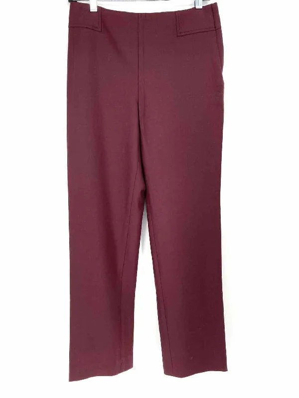 TSE Women's Burgundy Straight Wool Blend Size 2 Trousers Trousers Solid Black