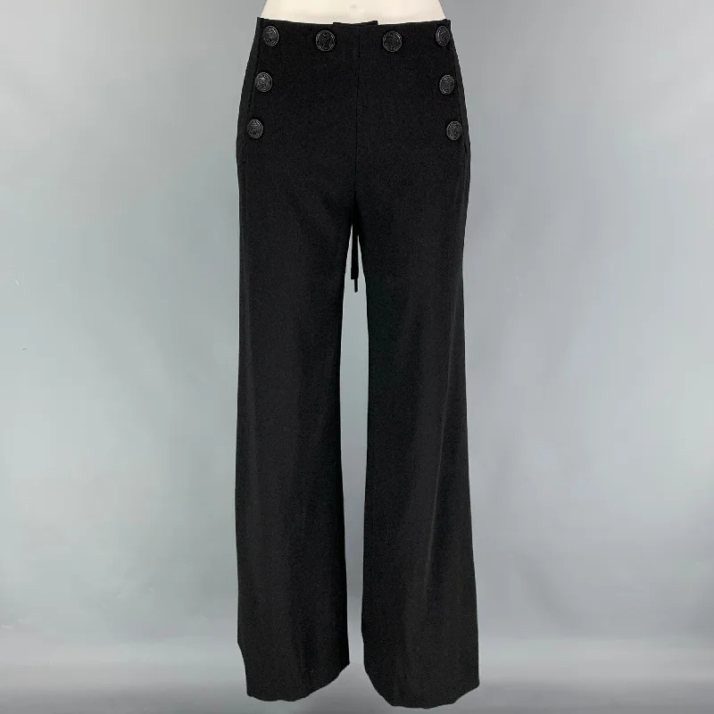 Vintage JEAN PAUL GAULTIER Size 6 Black Wool Rayon Sailor Dress Pants Trousers Lace Delicate Vintage JEAN PAUL GAULTIER Size 6 Black Wool Rayon Sailor Dress Pants Trousers Lace Delicate