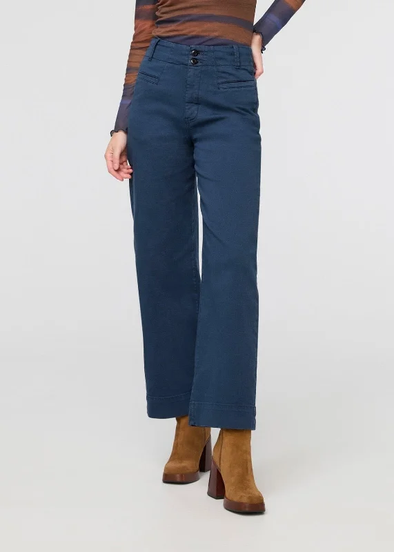 LuxTwill High Rise Trouser - Marine Trousers Yoga Stretchy