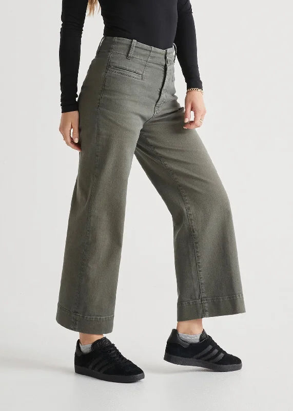 LuxTwill High Rise Trouser - Thyme Trousers Chinos Classic