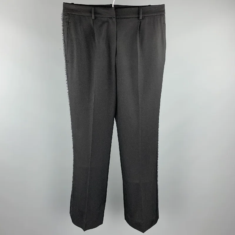 YVES SAINT LAURENT Rive Gauche Size 6 Black Wool Raw Edged Dress Pants Trousers cozy comfortable YVES SAINT LAURENT Rive Gauche Size 6 Black Wool Raw Edged Dress Pants Trousers cozy comfortable